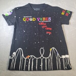 Weekend Warriors Graphic T-Shirt Mens XL Black Good Vibes Roller Coaster Space